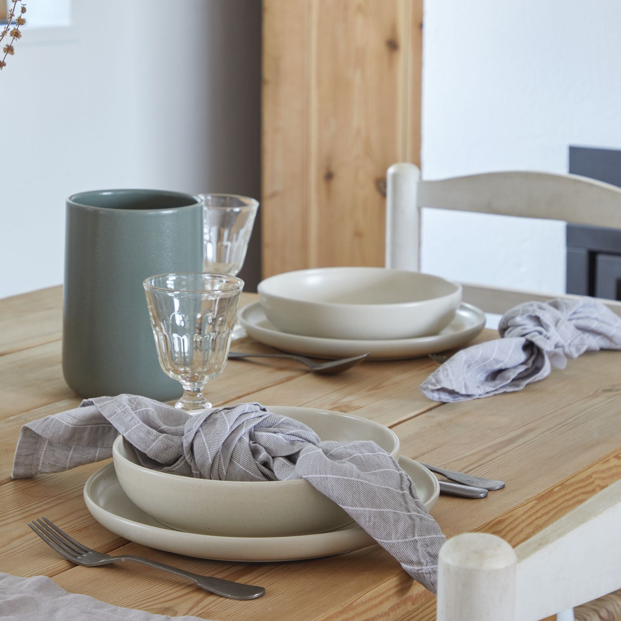 Pacifica Collection 12-pc Place Setting with Pasta Bowl in Vanilla