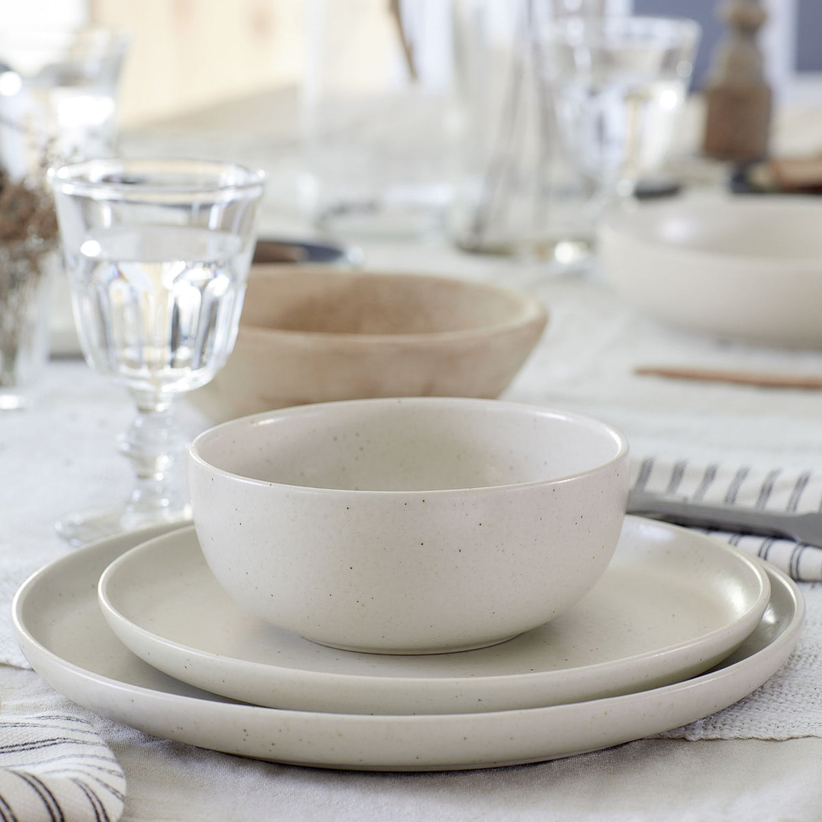 Pacifica Collection Dinner Plates in Vanilla, Set of 6