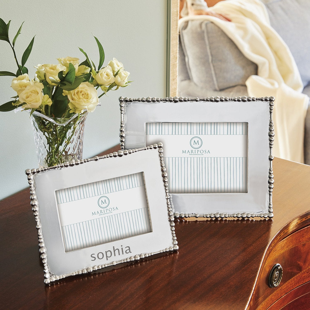 Pearl Drop 5x7 Engravable Frame-Plain Photo Frames | Mariposa