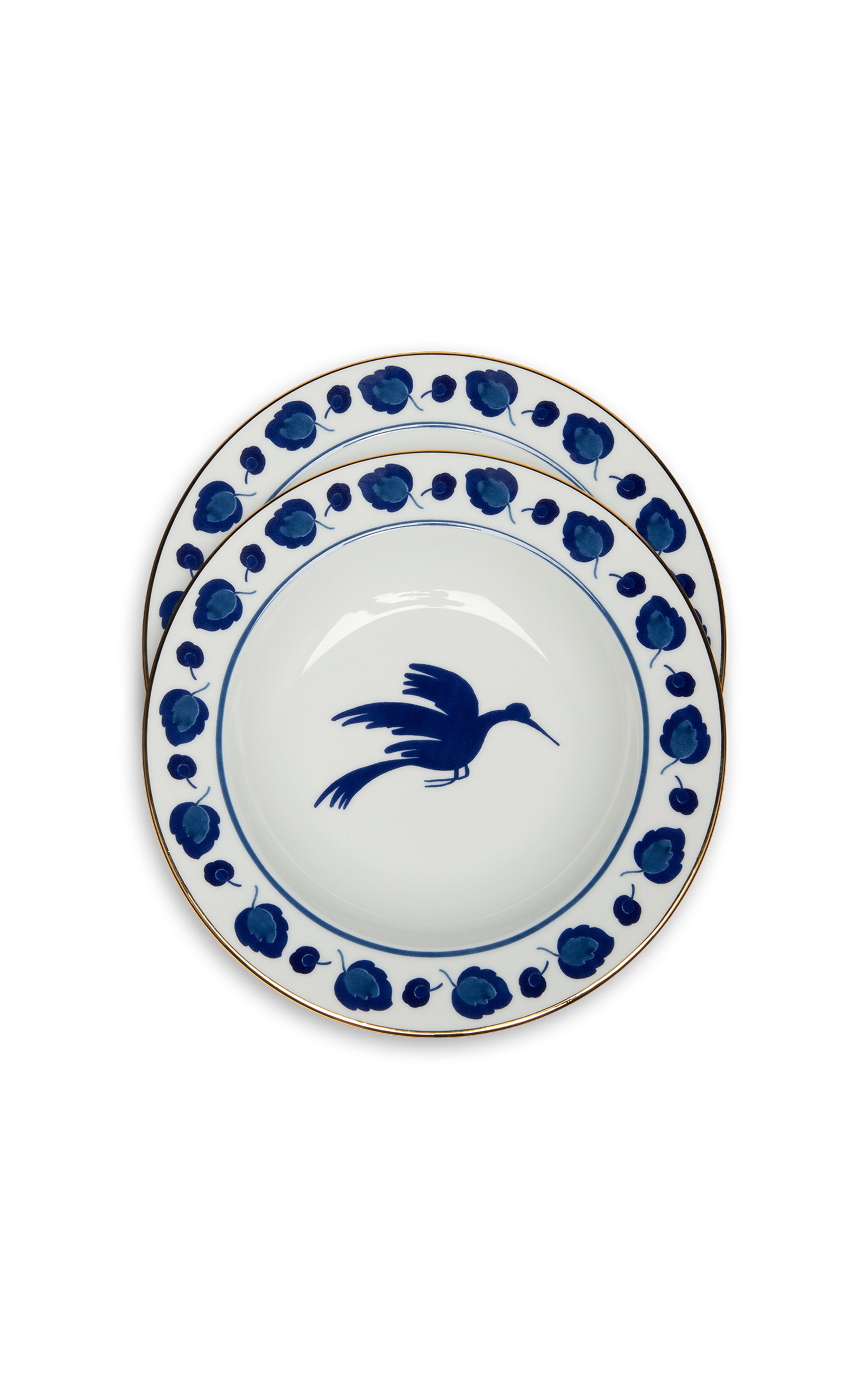 Soup Plates in Wildbird Blu Blue, Set of 2