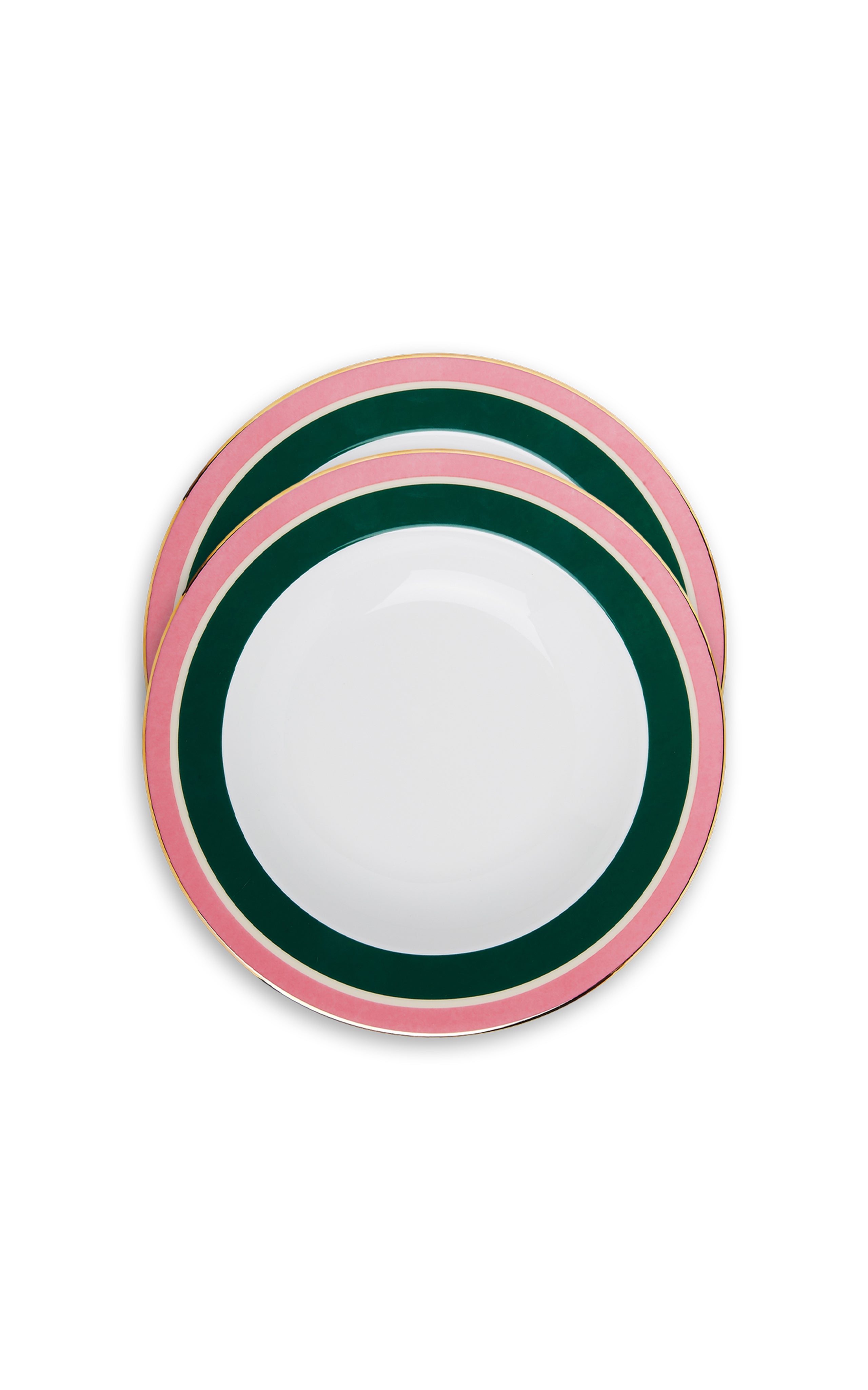 Soup Plates in Rainbow Verde Bosco Dark Green, Set of 2