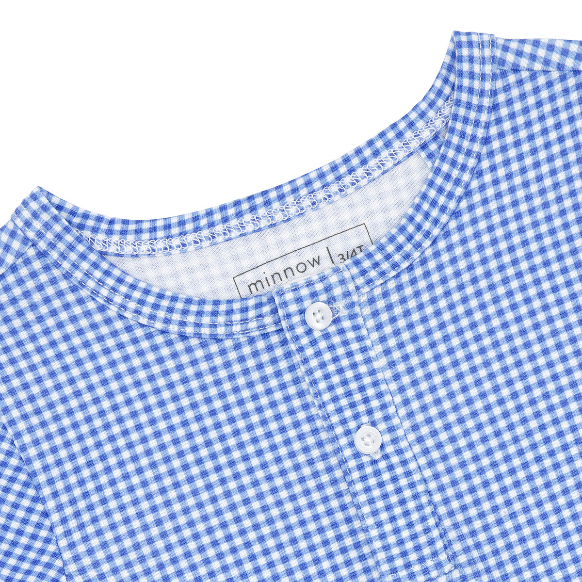 Unisex Sky Blue Gingham Shirt And Short Pima Pajamas Set