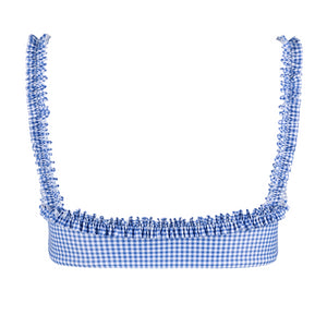 Women's Sky Blue Gingham Bandeau Bikini Top