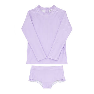 Girls Lavender Stripe Rashguard Set