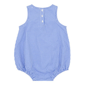 Baby Sky Blue Gingham Bubble Romper