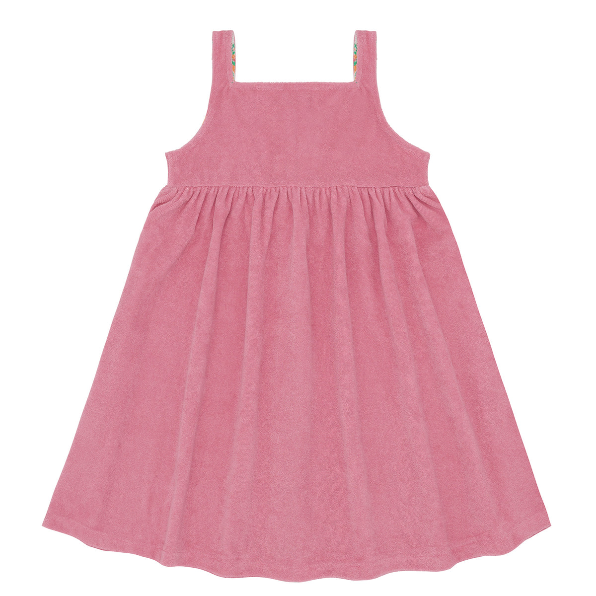 Girls Pink Sands French Terry Square Neck Button Up Dress