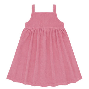 Girls Pink Sands French Terry Square Neck Button Up Dress