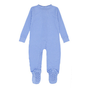 Baby Sky Blue Gingham Pima Footie