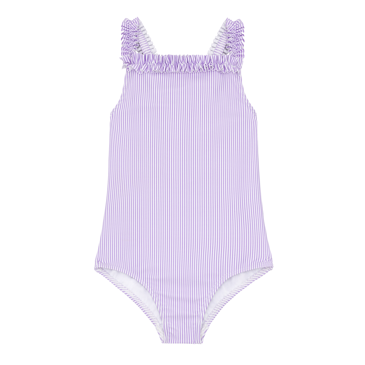 Girls Lavender Stripe Ruched Strap One Piece