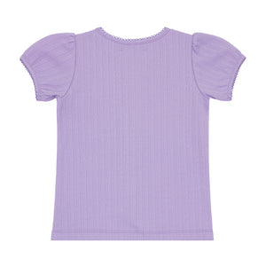 Girls Lavender Breeze Puff Sleeve Shirt