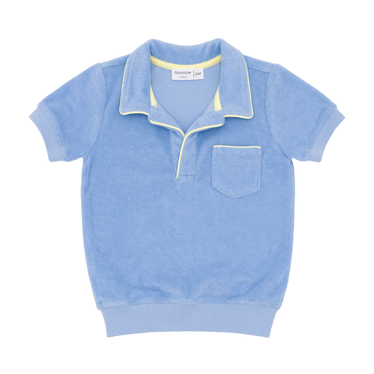 Unisex Clearwater Blue French Terry Polo With Ribbed Hem