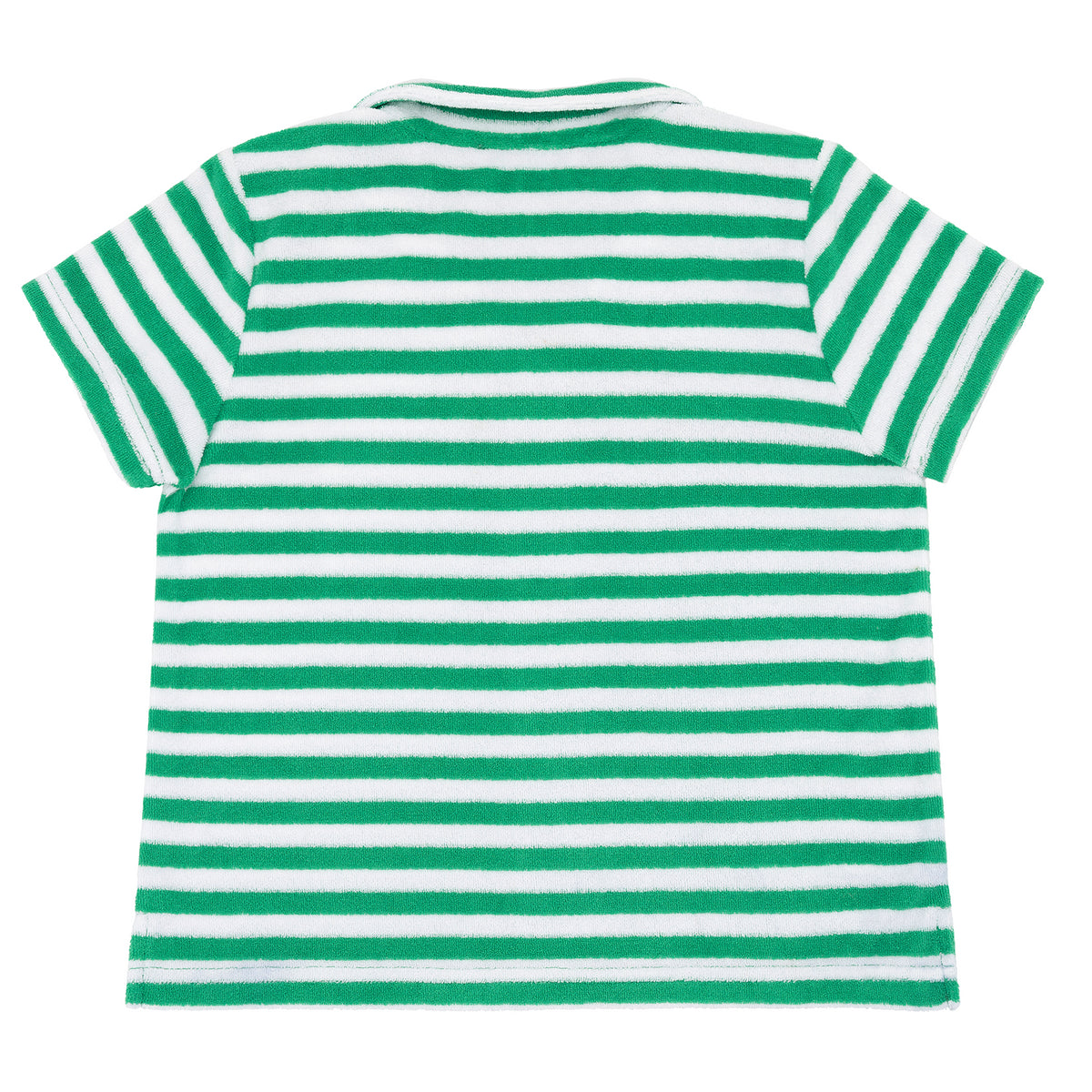 Boys Bermuda Green Stripe French Terry Button Up