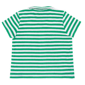 Boys Bermuda Green Stripe French Terry Button Up