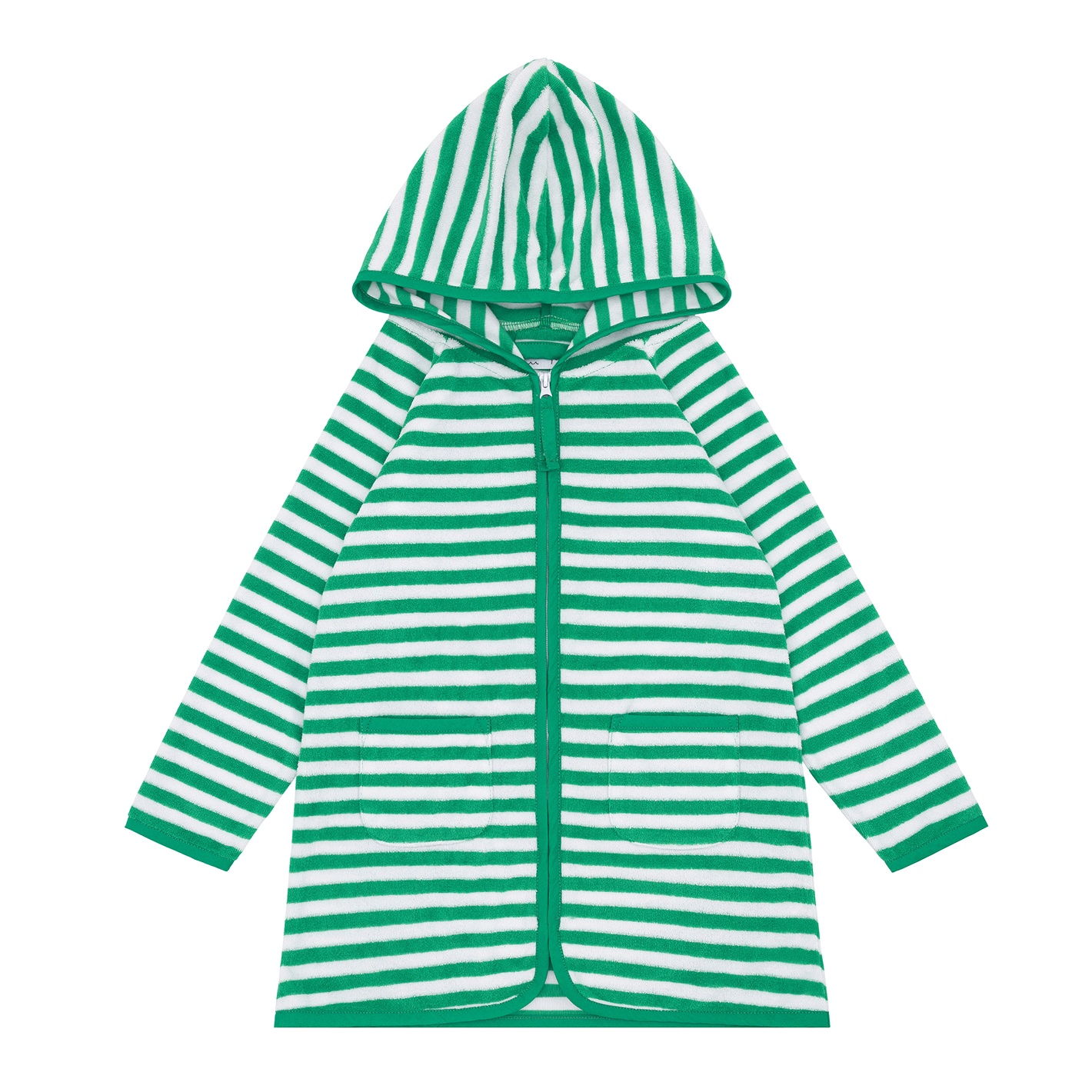 Unisex Bermuda Green Stripe French Terry Hooded Coverup