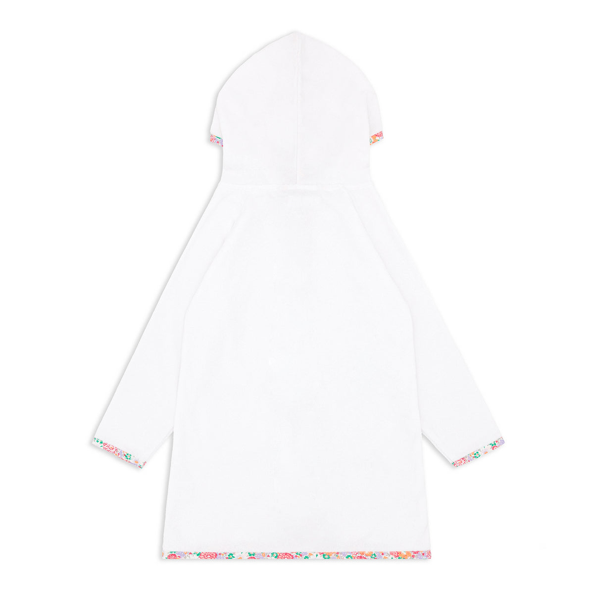 Unisex White French Terry Hooded Zipper Coverup With Island Blossom Trim
