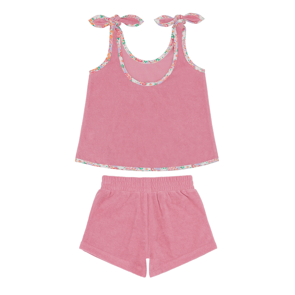 Girls Pink Sands French Terry Tie-Knot Tank Top Set