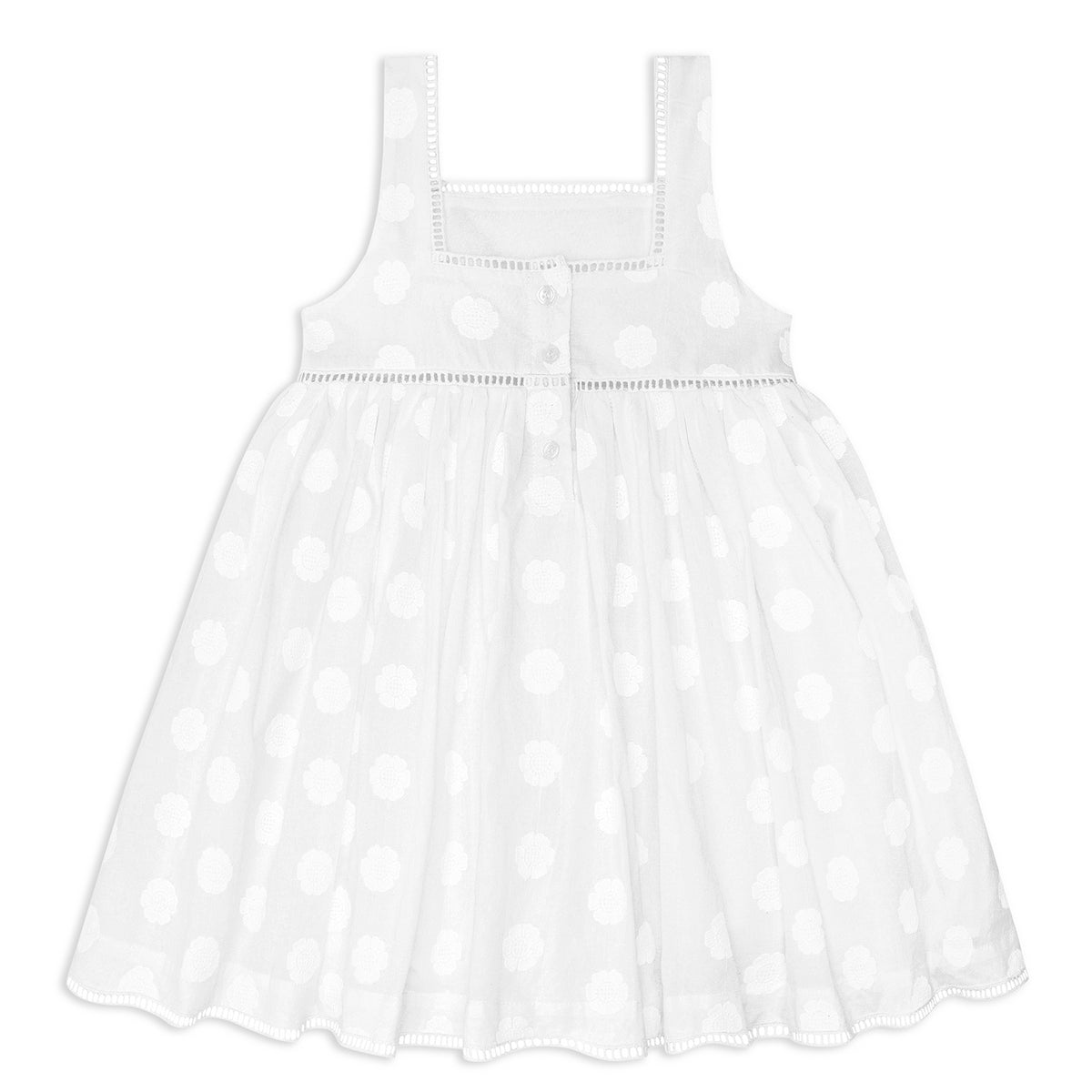 Girls White Square Neck Dress