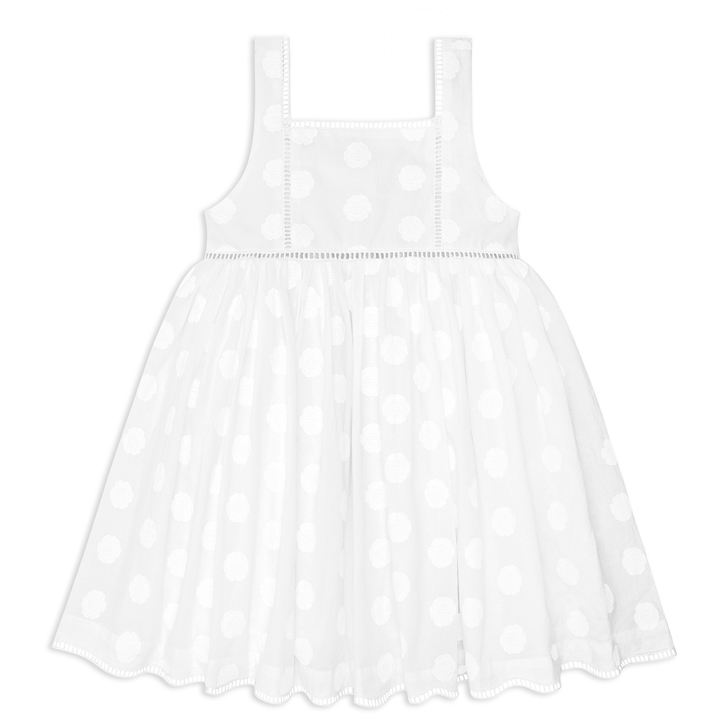 Girls White Square Neck Dress