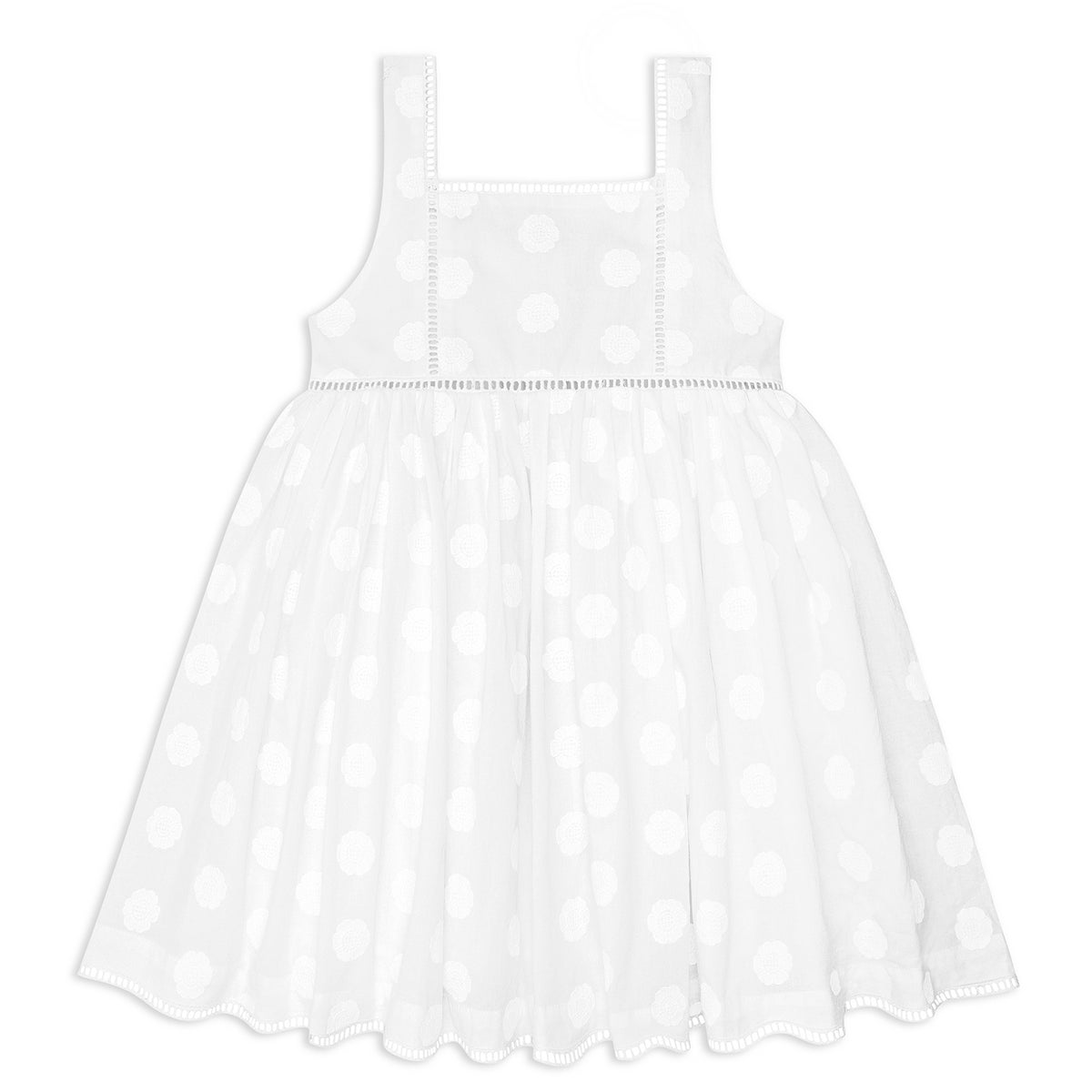 Girls White Square Neck Dress