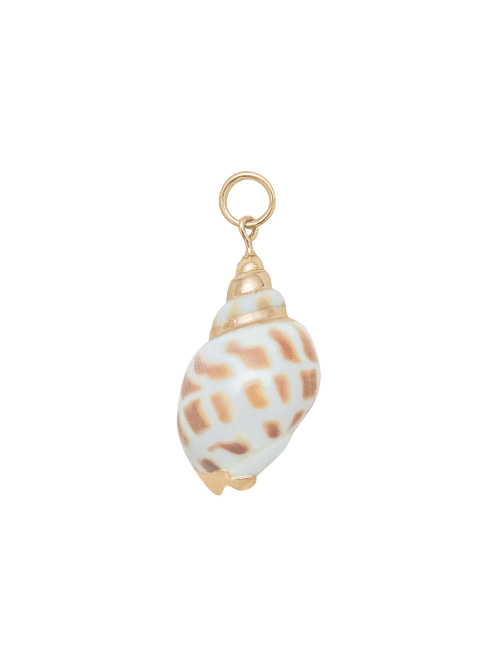 Front view of Speckle Shell Charm showing gold-plated loop and natural speckled shell on plain background
