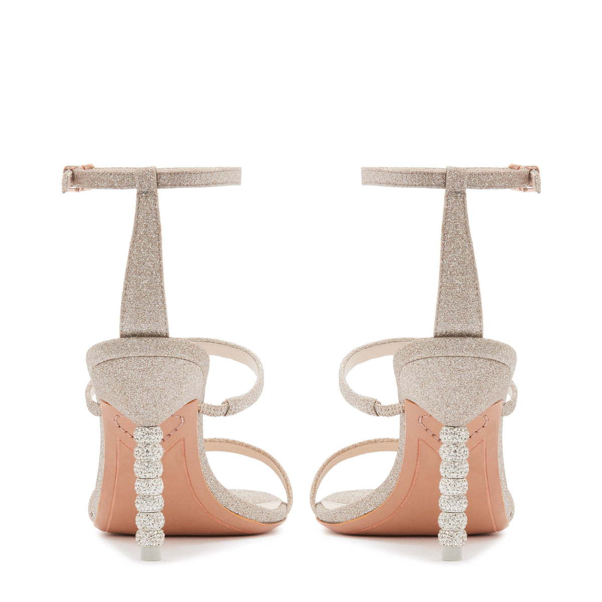 Rosalind Crystal Mid Sandal in Champagne Glitter