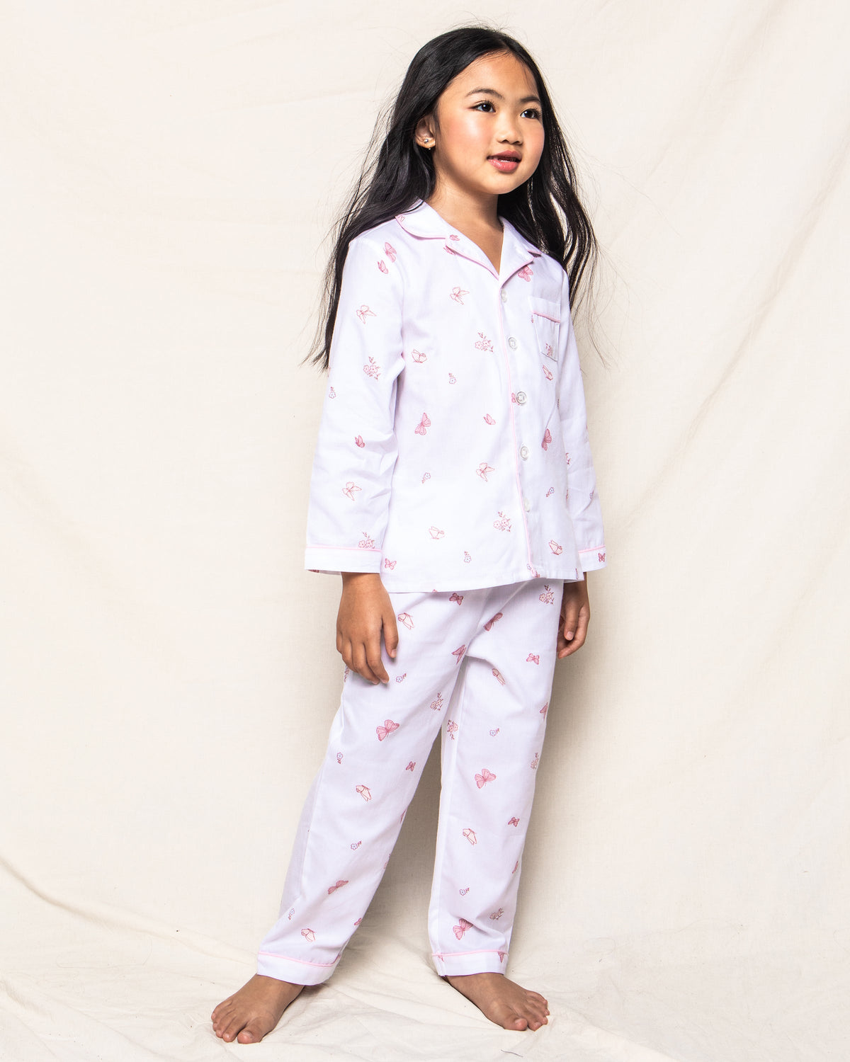 Kid's Twill Pajama Set in Butterflies