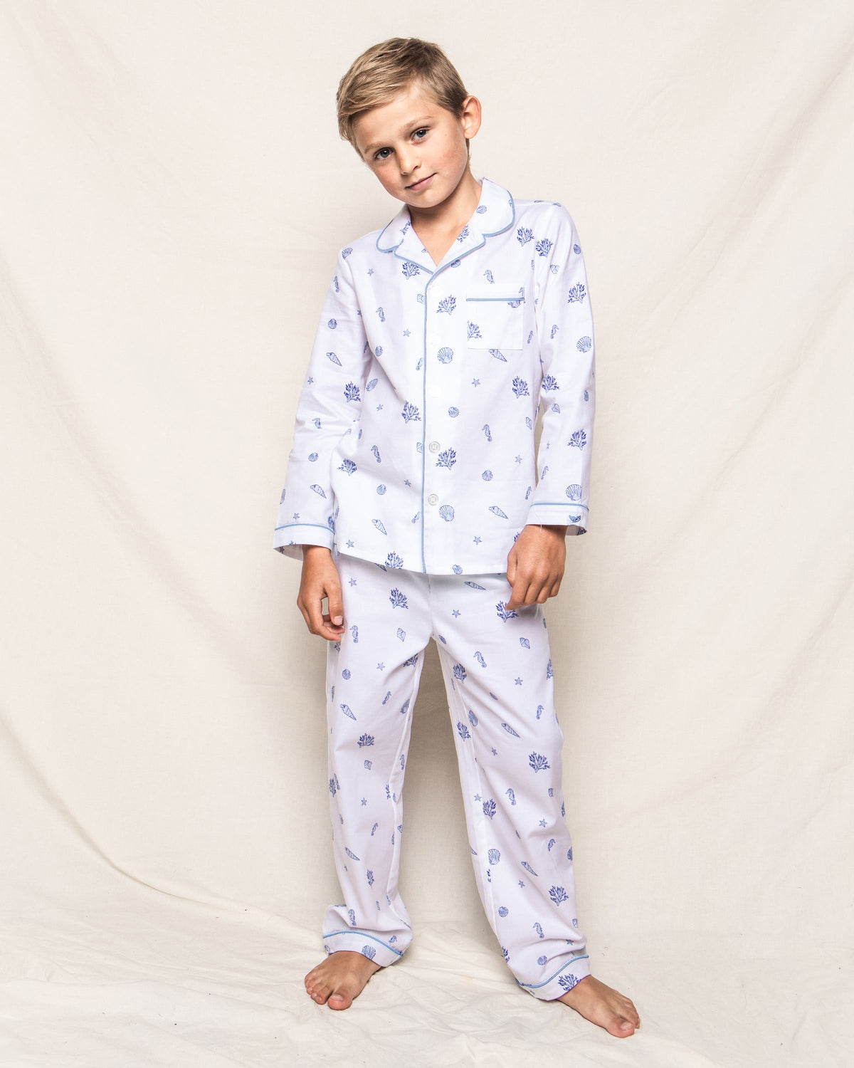 Kid's Twill Pajama Set in Suffolk Seashells