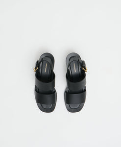 Double Strap Heeled Sandal - Black