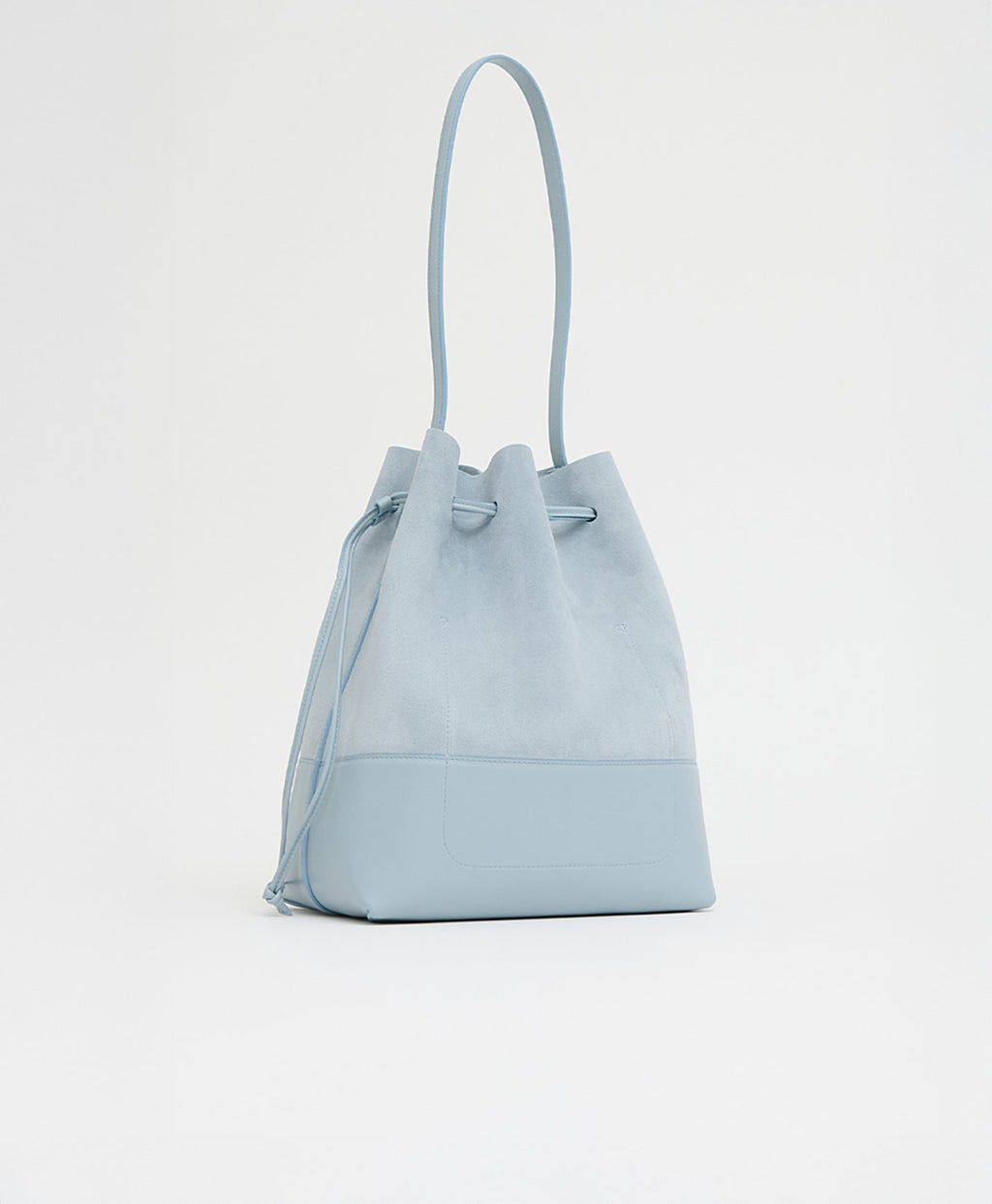 Drawstring Cabas in Baby Blue Suede & Baby Blue