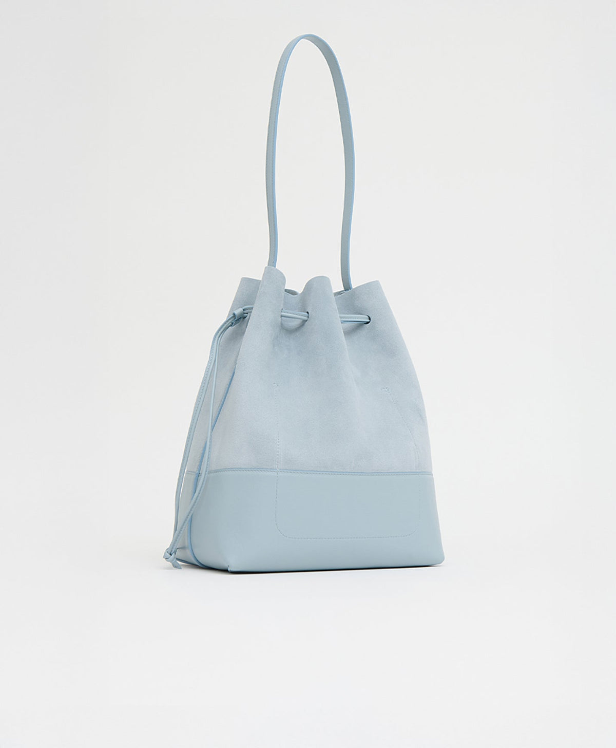 Drawstring Cabas in Baby Blue Suede & Baby Blue