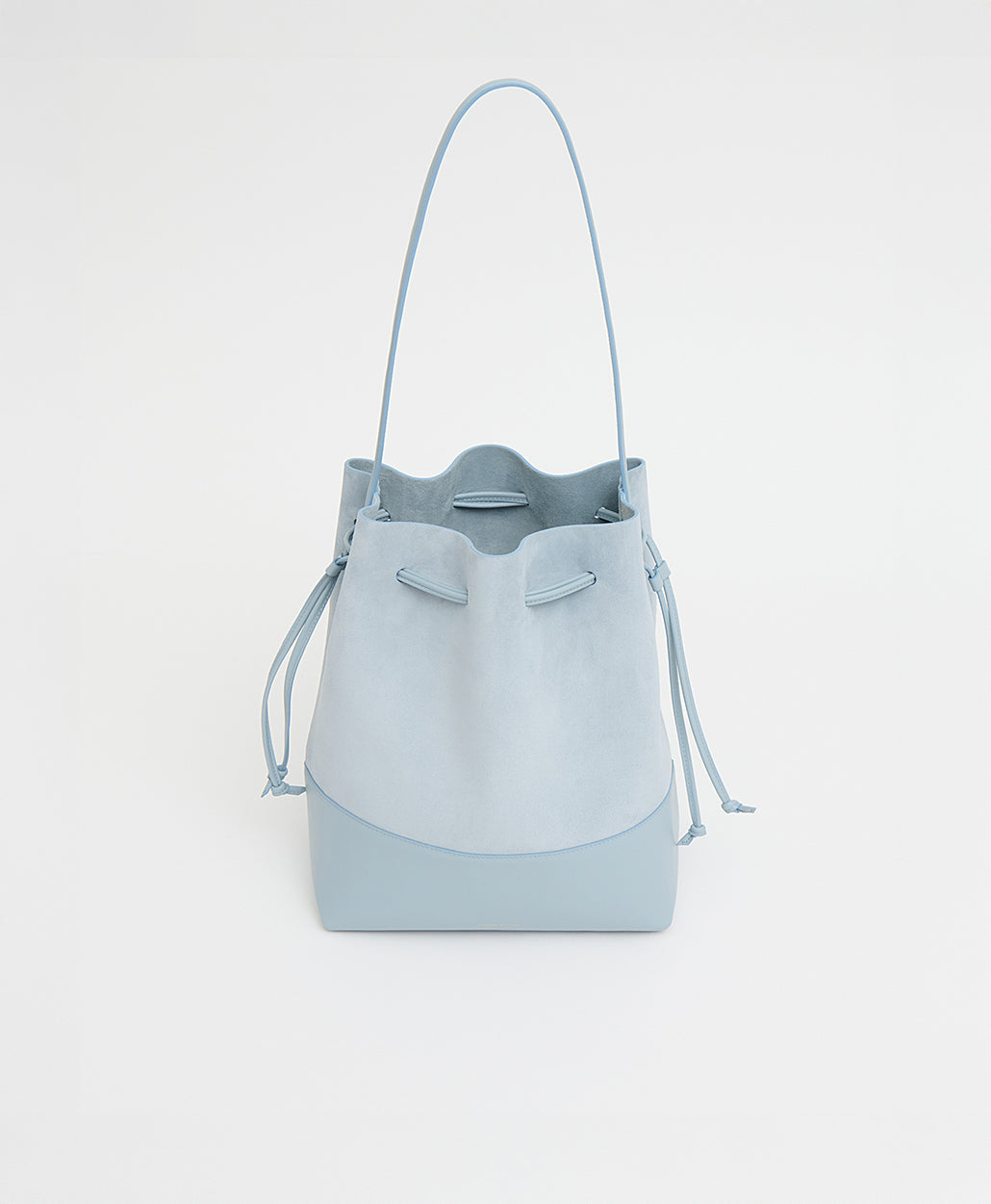 Drawstring Cabas in Baby Blue Suede & Baby Blue