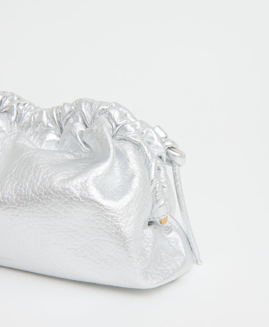 Mini Cloud Clutch in Tumbled Silver