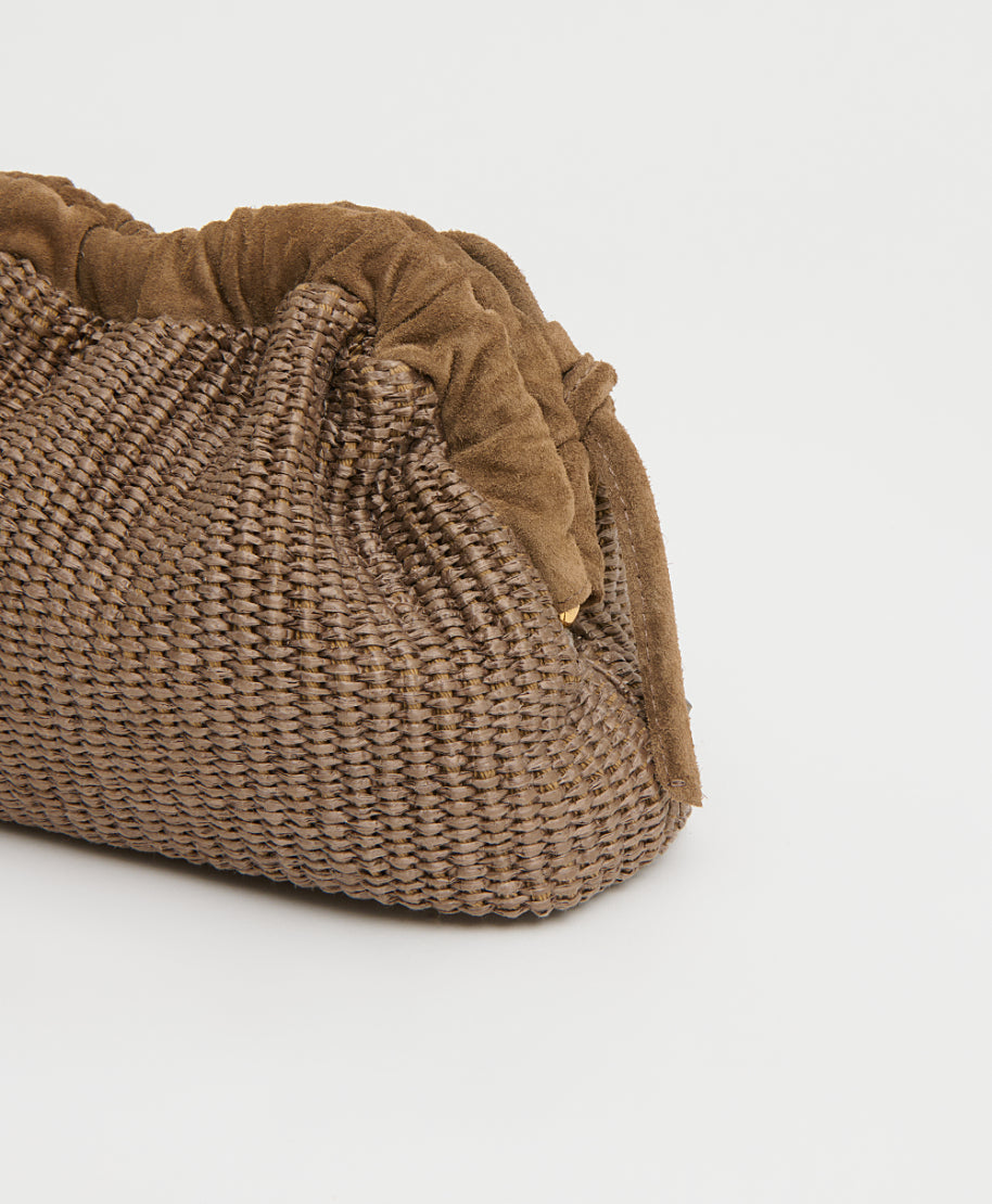 Mini Cloud Clutch - Anise Raffia/Anise Suede