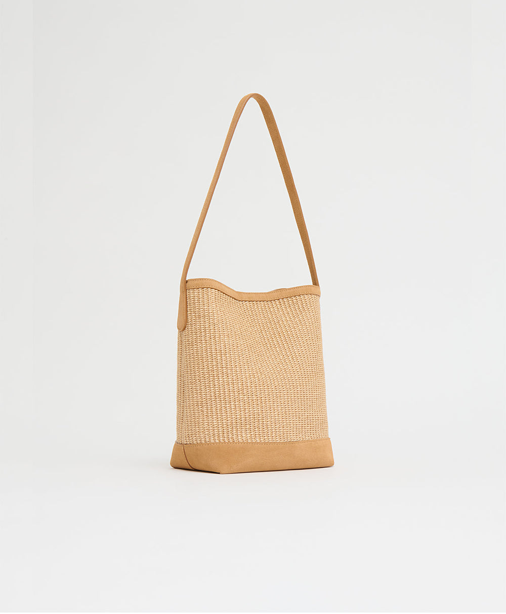 Small Everyday Cabas - Natural Raffia/Budino Suede