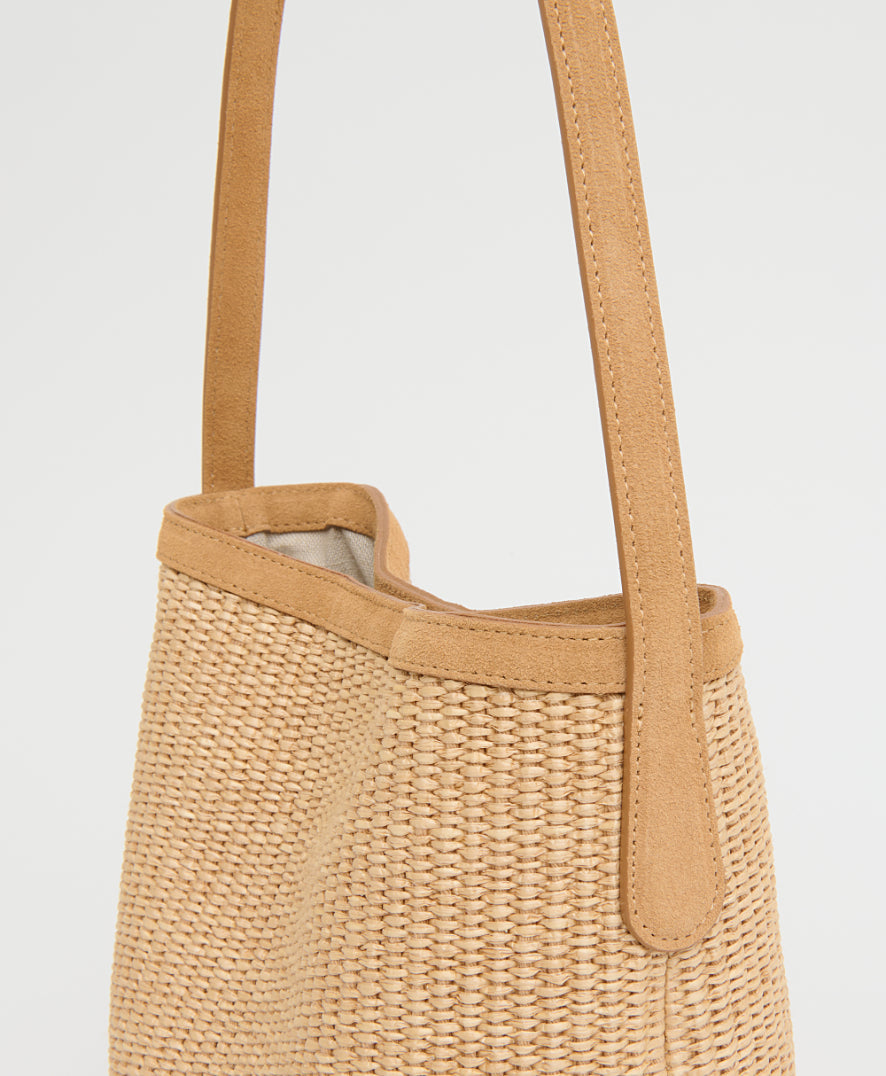 Small Everyday Cabas - Natural Raffia/Budino Suede