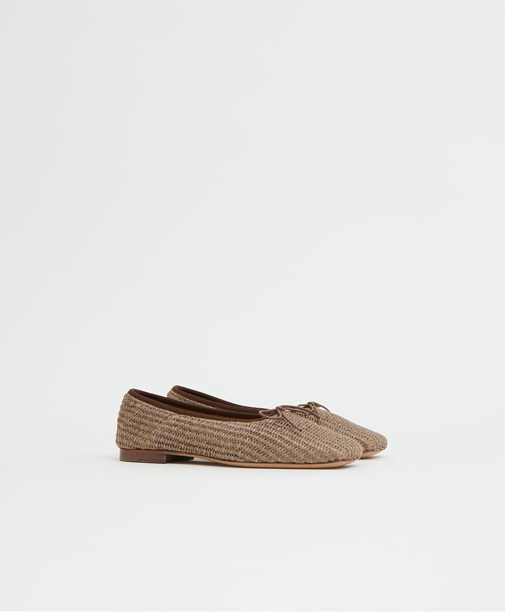 Square Toe Ballerina - Anise Raffia