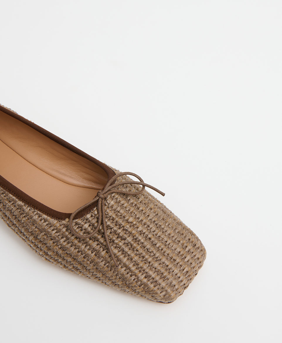 Square Toe Ballerina - Anise Raffia
