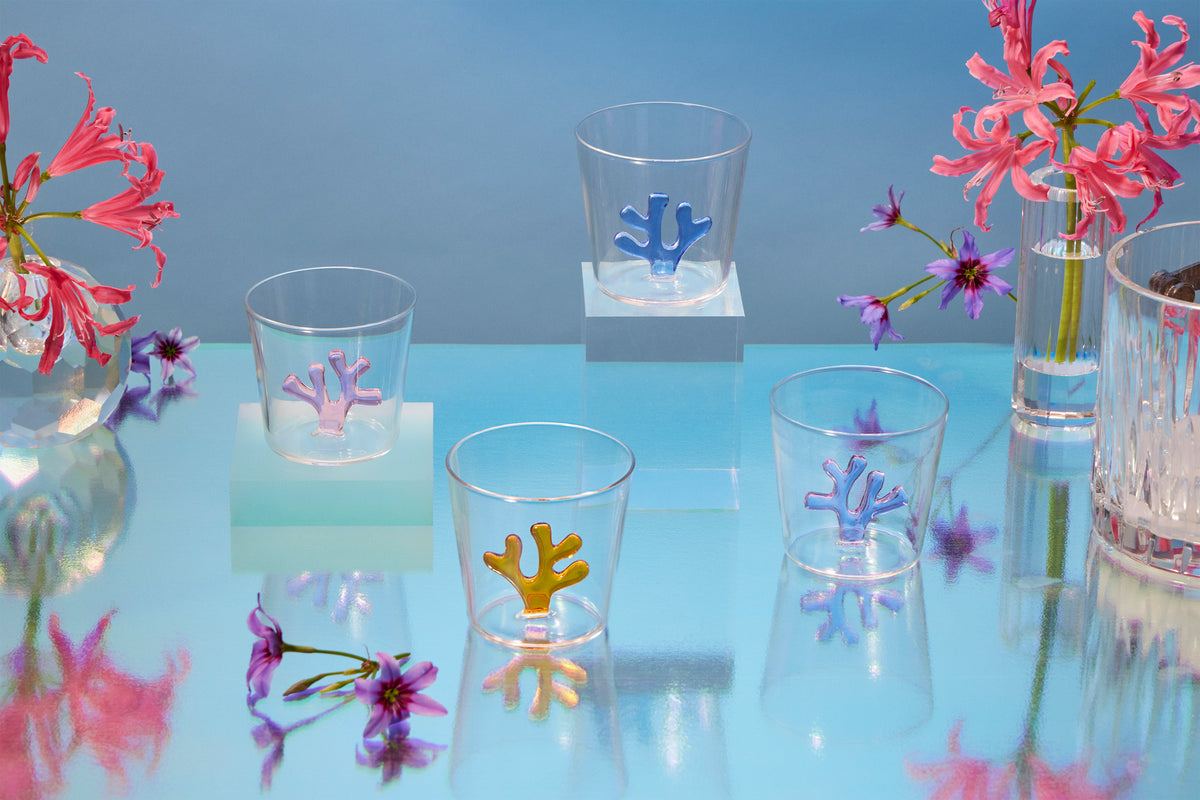 OTM Exclusive: Whimsical Tumbler Glasses in Blue, Set of 4