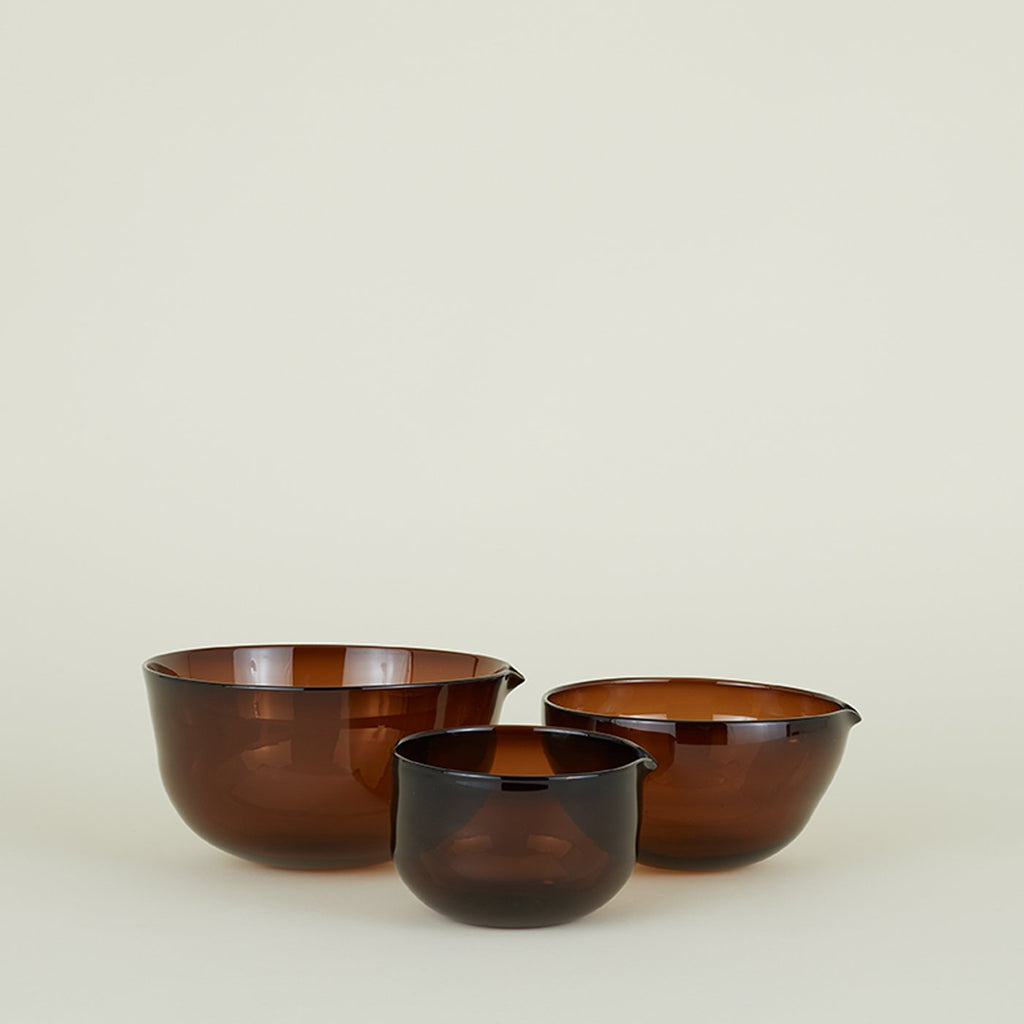 Blown Glass Mixing Bowls, Set of 3