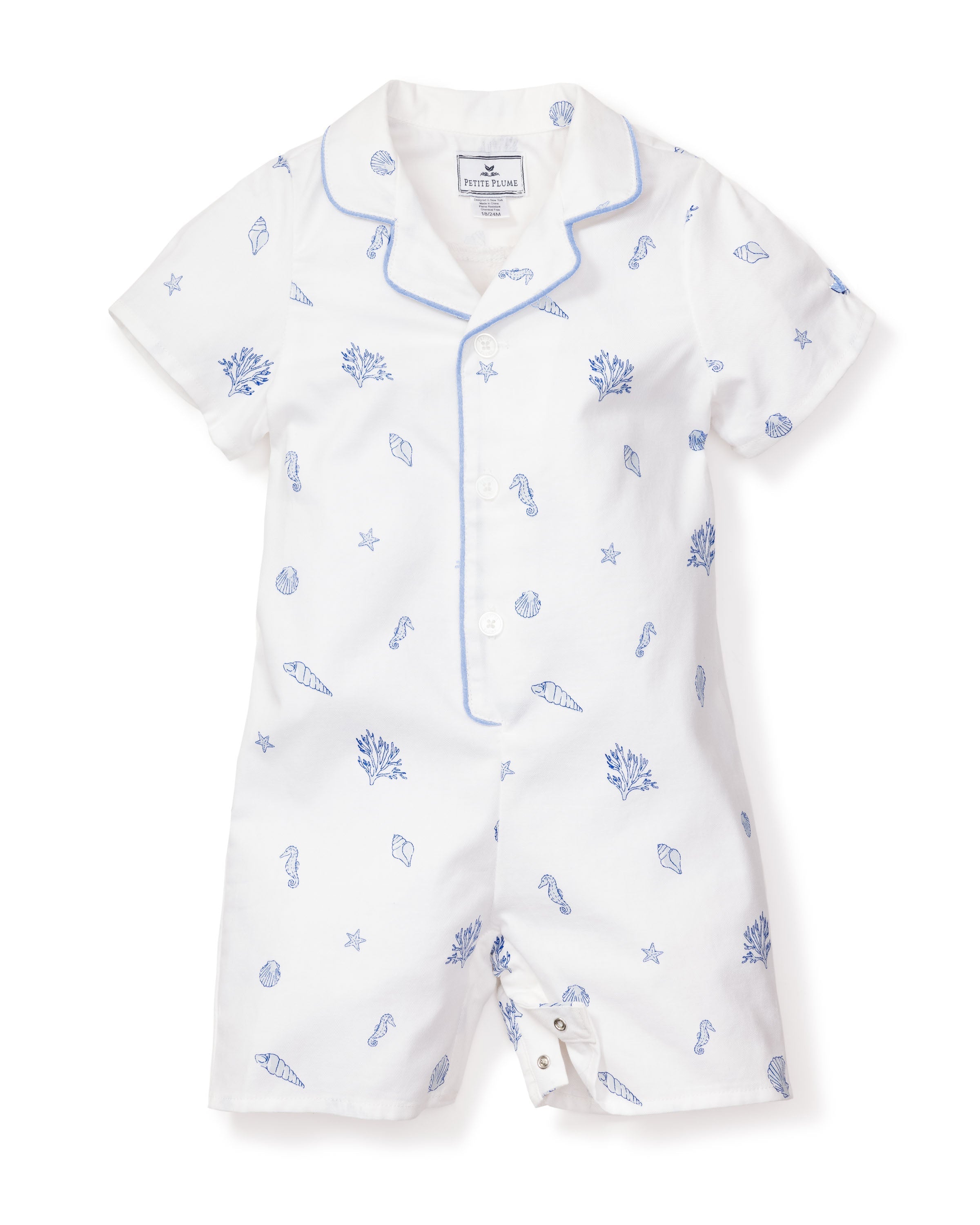 Baby’s Twill Summer Romper in Suffolk Seashells