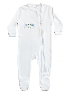 Baby Footie in Combed Cotton Embroidered