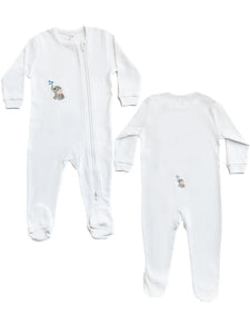 Baby Footie in Combed Cotton Embroidered