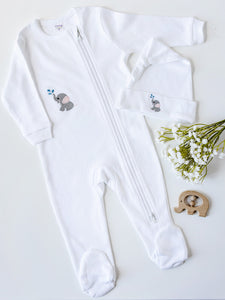 Baby Footie in Combed Cotton Embroidered