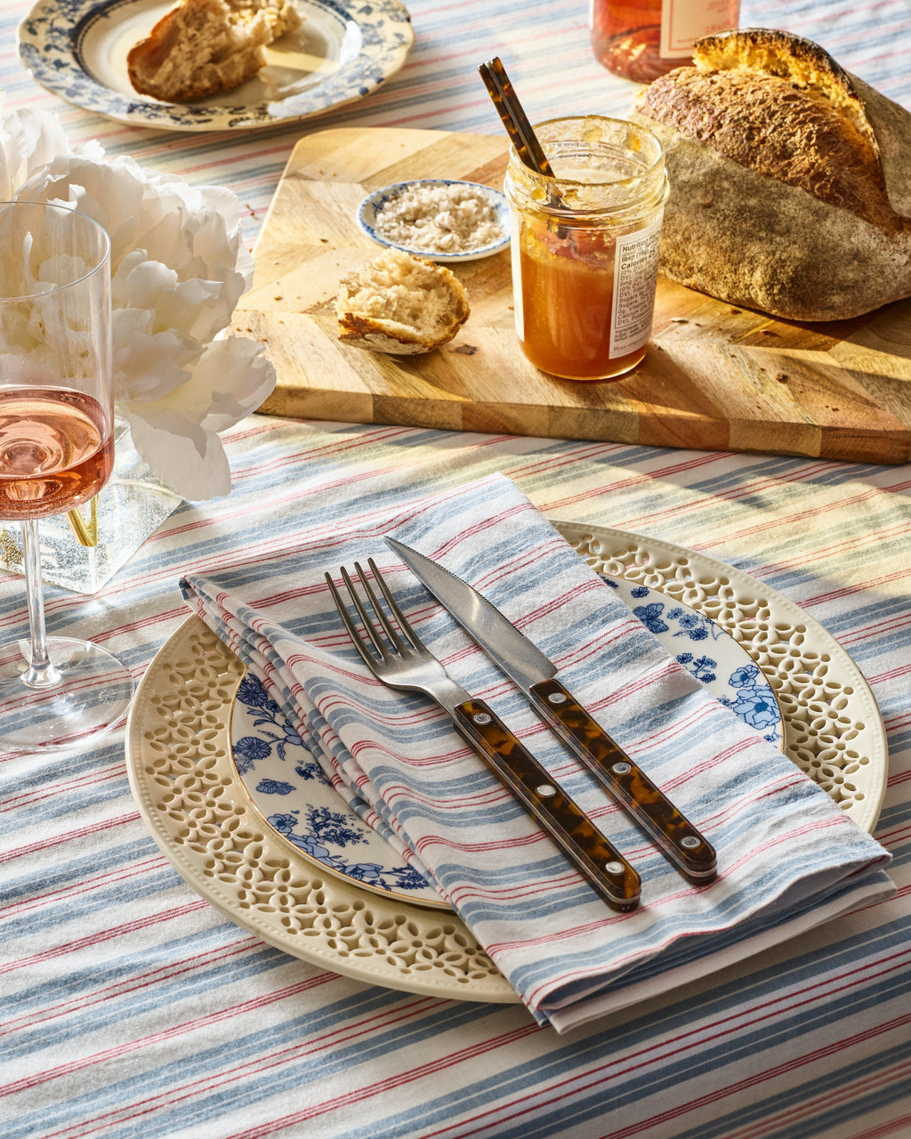 Signature Twill Napkins in Navy French Ticking, Set of 4