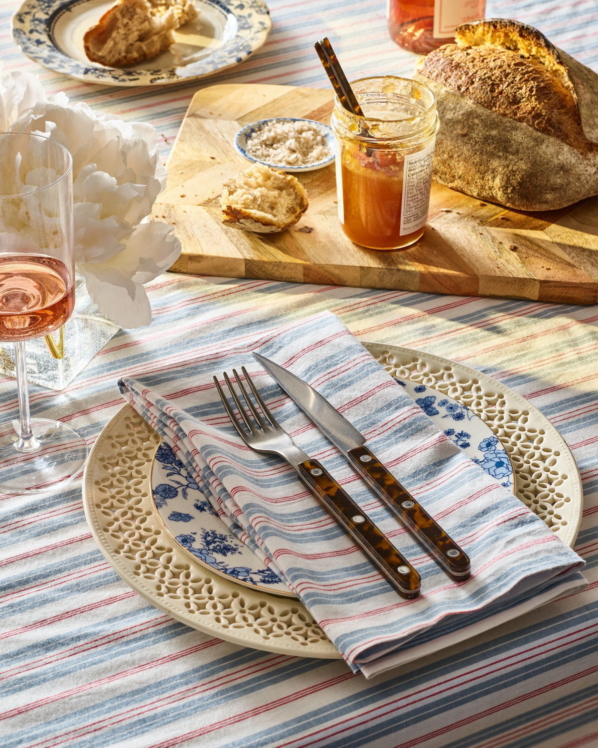 Signature Twill Napkins in Navy French Ticking, Set of 4