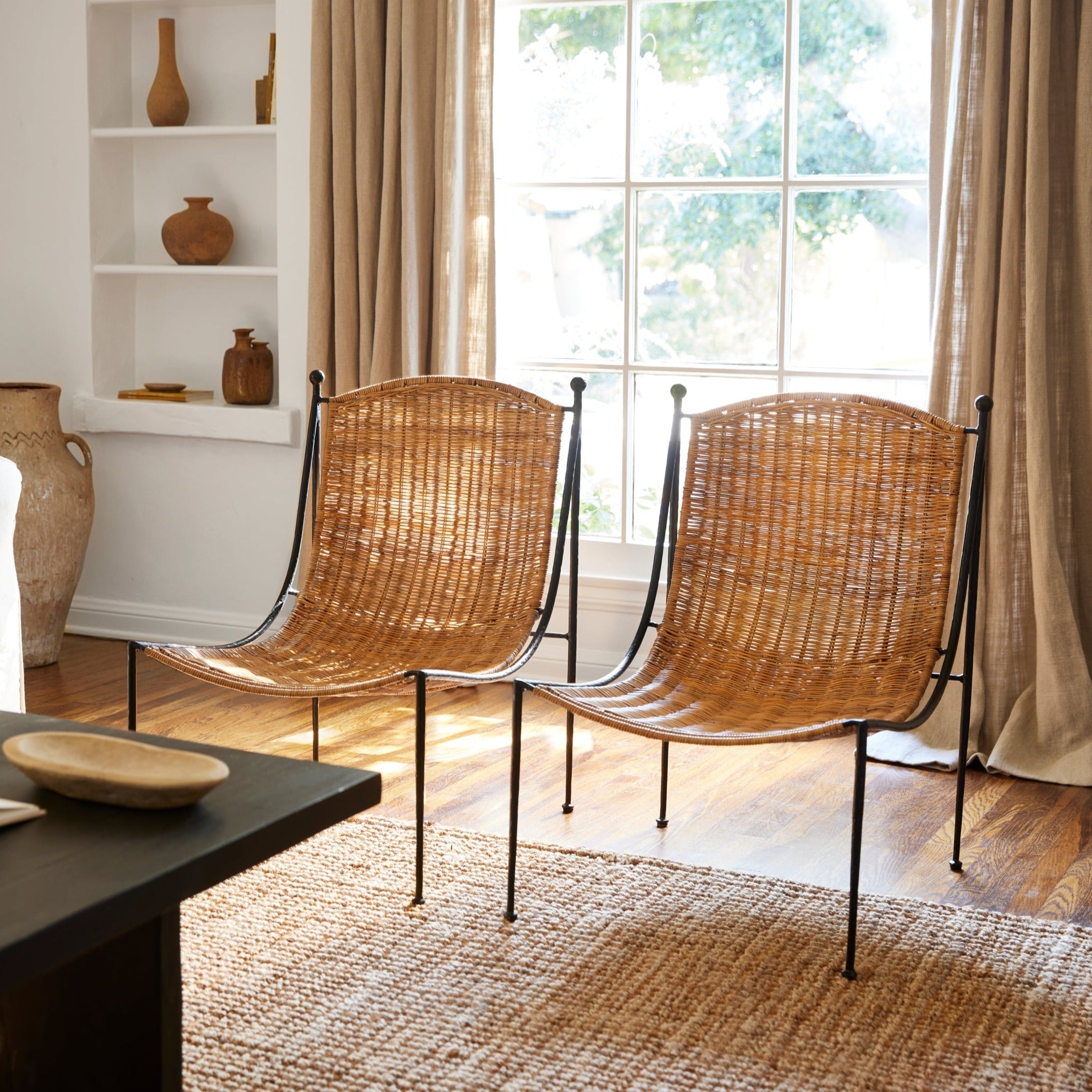 lacoste wicker lounge chairs in living room