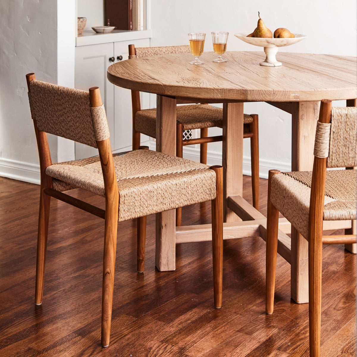 alma indoor/outdoor dining chairs around table