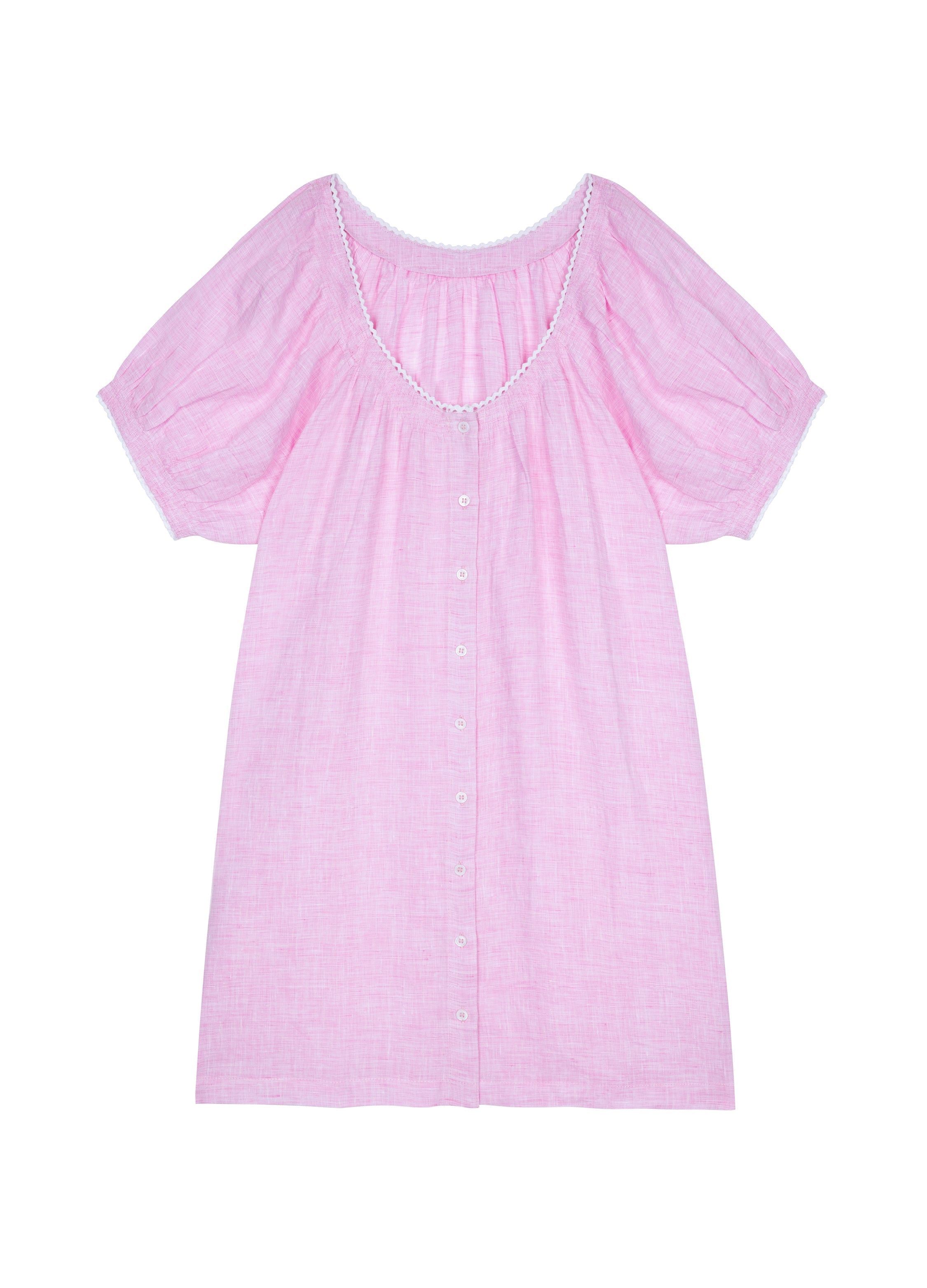 Caitlyn Linen Nightdress in Powder Pink