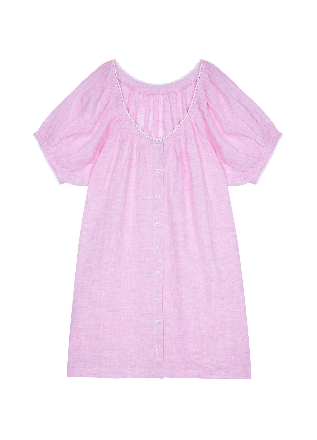 Caitlyn Linen Nightdress in Powder Pink