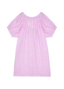 Caitlyn Linen Nightdress in Powder Pink